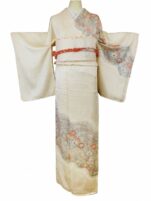綸子に総絞りと辻が花の訪問着【hou71】