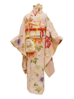 ピンクベージュに牡丹や桜、菊の七歳祝着【kod09】