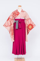 赤い総絞りの菊の花に金駒刺繍の訪問着【hak109】