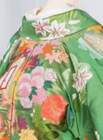 花井幸子作、緑の地に桜・紅葉・御所車の色打掛一式【utk11】