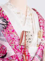 マゼンダからグレーのぼかしに鶴が羽ばたく色打掛一式【utk12】