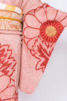 赤い総絞りの菊の花に金駒刺繍の訪問着【hou179】