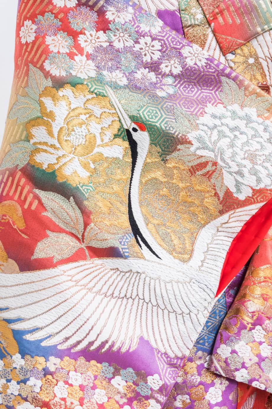 花嫁打掛 正絹 ピンク 彩豊かな花モチーフと鶴
