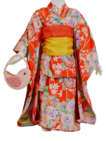 花丸紋様に鼓、牡丹、菊、楓が描かれた三歳祝着【kod72】